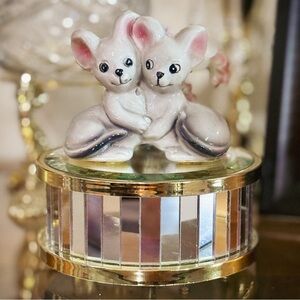 Vintage Dual Spinning Music Figurine “It’s a Small World” Porcelain Mice Taiwan